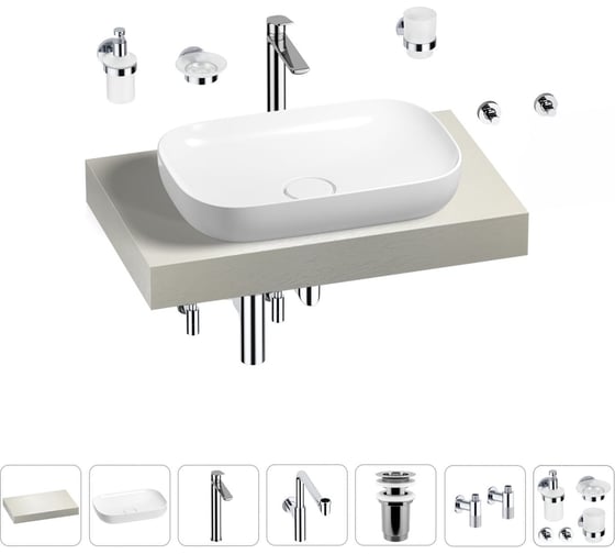 Комплект мебели для ванной комнаты с раковиной Wellsee Genuine Tree 201014011 1