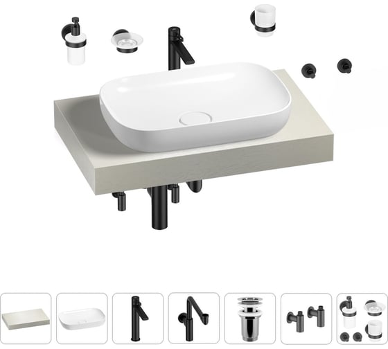 Комплект мебели для ванной комнаты с раковиной Wellsee Genuine Tree 201014017 1