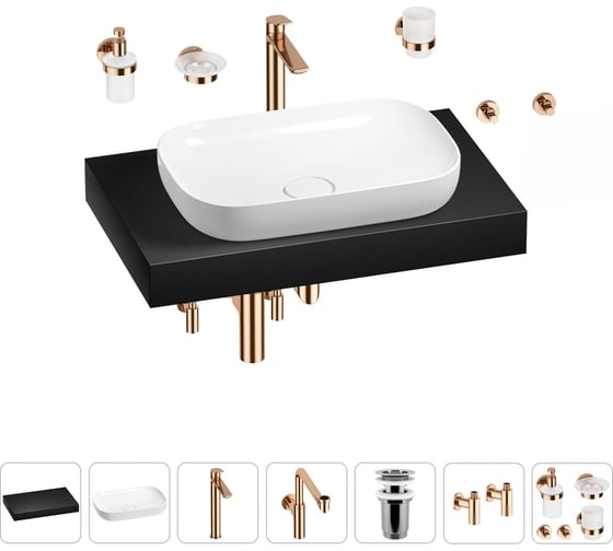 Комплект мебели для ванной комнаты с раковиной Wellsee Genuine Tree 201014114 1