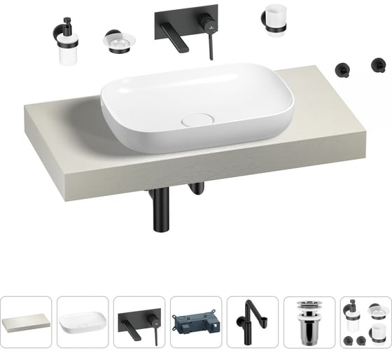 Комплект мебели для ванной комнаты с раковиной Wellsee Genuine Tree 201014147 1