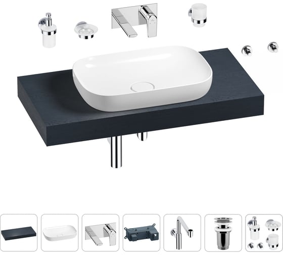 Комплект мебели для ванной комнаты с раковиной Wellsee Genuine Tree 201014161 1