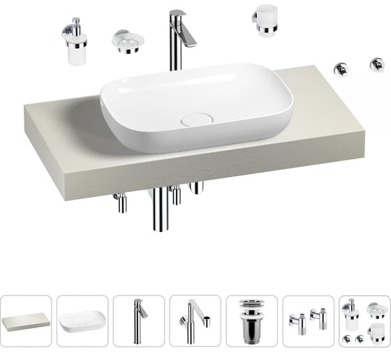 Комплект мебели для ванной комнаты с раковиной Wellsee Genuine Tree 201014131 1