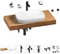 Комплект мебели для ванной комнаты с раковиной Wellsee Genuine Tree 201014172