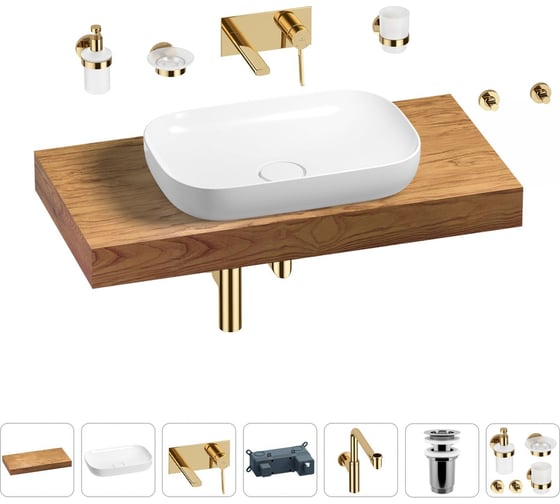 Комплект мебели для ванной комнаты с раковиной Wellsee Genuine Tree 201014188 1