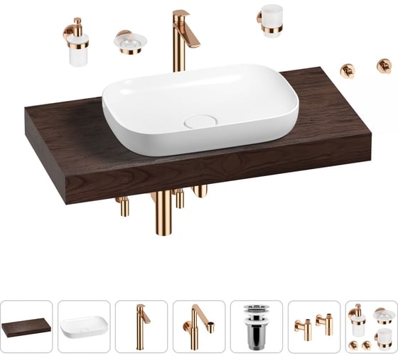 Комплект мебели для ванной комнаты с раковиной Wellsee Genuine Tree 201014194 1