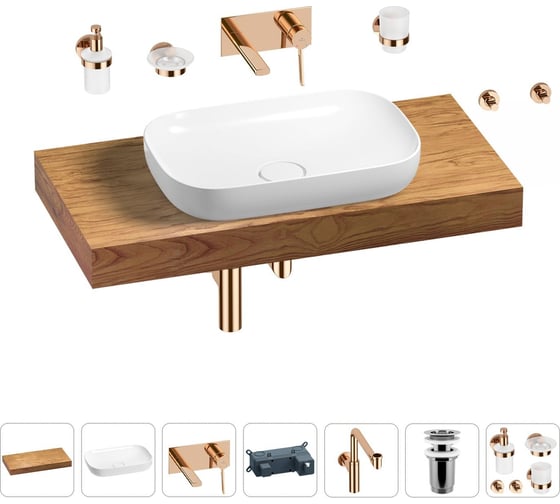 Комплект мебели для ванной комнаты с раковиной Wellsee Genuine Tree 201014189 1