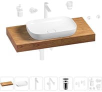 Комплект мебели для ванной комнаты с раковиной Wellsee Genuine Tree 201014175