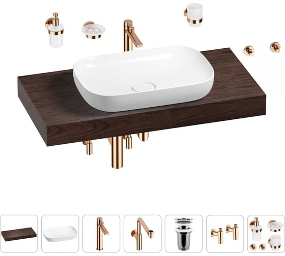 Комплект мебели для ванной комнаты с раковиной Wellsee Genuine Tree 201014199 1