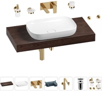 Комплект мебели для ванной комнаты с раковиной Wellsee Genuine Tree 201014203