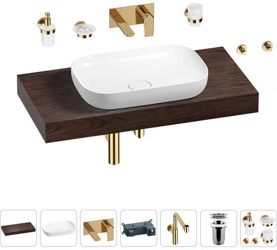 Комплект мебели для ванной комнаты с раковиной Wellsee Genuine Tree 201014203 1