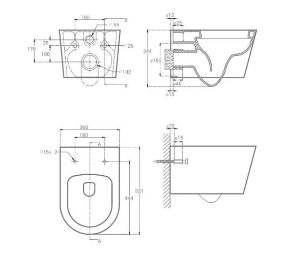 Подвесной унитаз GooD DooR ROUND TORNADO (сиденье дюропласт с микролифтом) УНИ0010