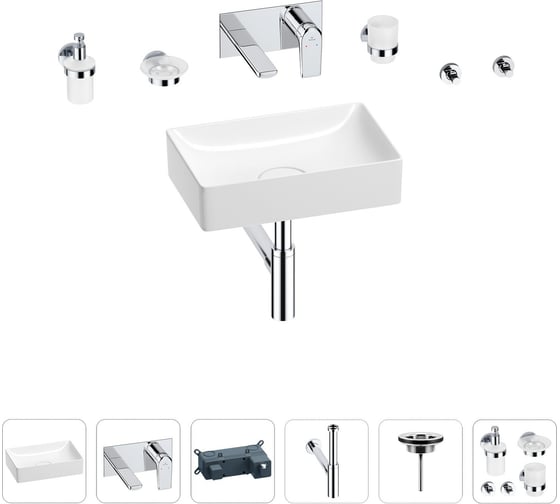 Раковина для ванной Wellsee Pure BY Wellsee в наборе 8 в 1 201006326 1