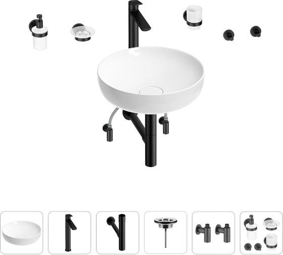 Раковина для ванной Wellsee Chalice Perfection в наборе 9 в 1 201006167 1