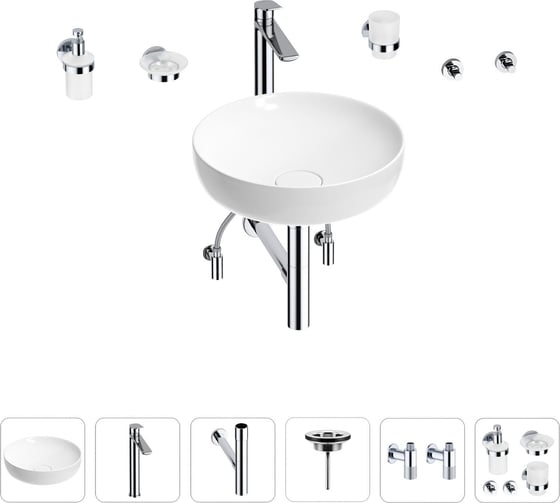Раковина для ванной Wellsee Chalice Perfection в наборе 9 в 1 201006166 1