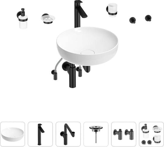 Раковина для ванной Wellsee Chalice Perfection в наборе 9 в 1 201006207 1