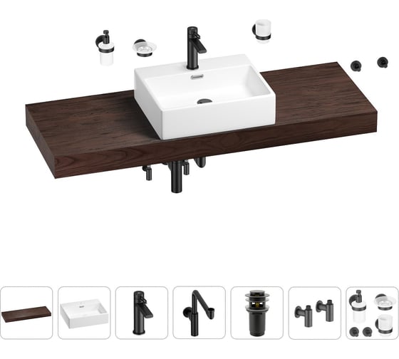 Комплект мебели для ванной комнаты с раковиной Wellsee Genuine Tree 201018727 1