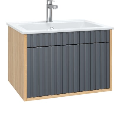 Тумба с раковиной Onika дайлер 60 подвесная графит/дуб сонома 106151