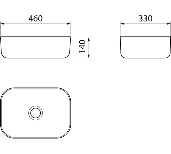 Умывальник Point Вега 46 прямоугольный, белый и черный PN43711WB