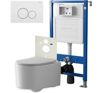 Сет система инсталляции Point клавиша смыва цвет белый/хром и подвесной унитаз белый PN48099WC