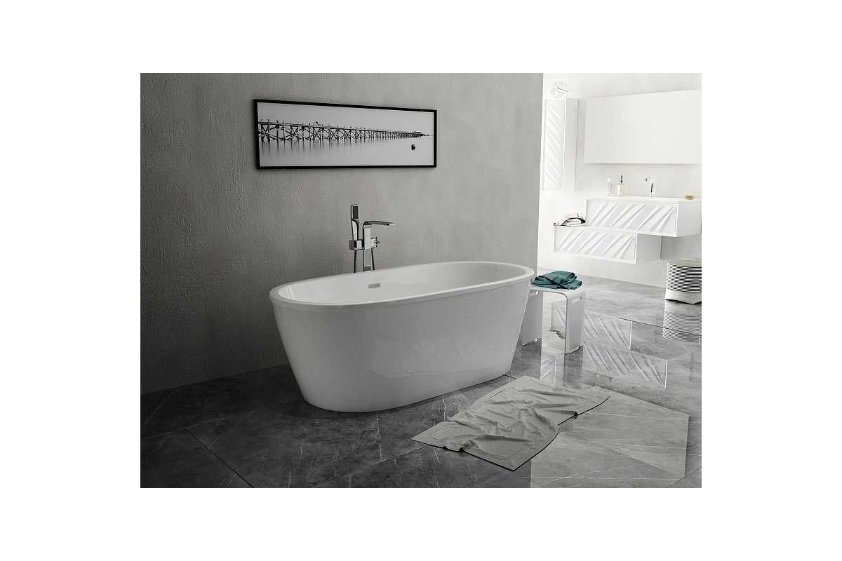 Отдельно стоящая ванна Aima Tondo 174x80 см, с подсветкой, белая ...
