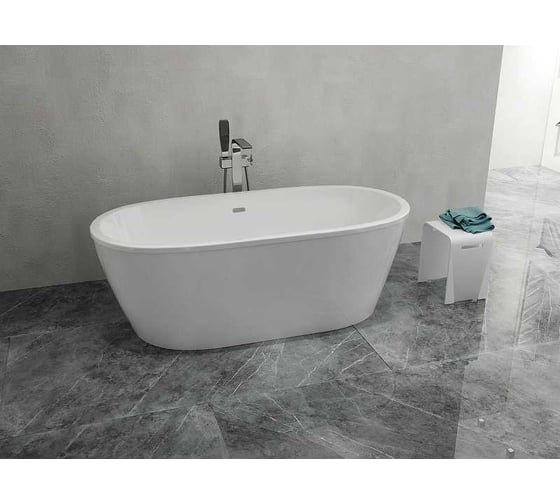Отдельно стоящая ванна Aima Tondo 174x80 см, с подсветкой, белая 01тон17480с