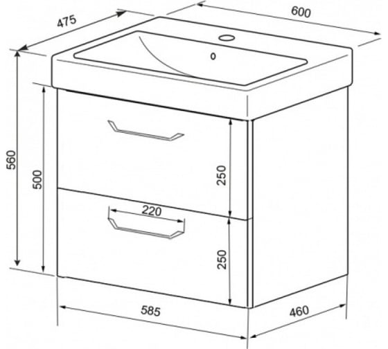 Комплект Azario тумба Ника 60 (600x560x475) подвесная с раковиной Monte 60 00080143