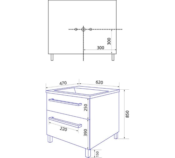 Комплект Azario тумба Ника 60 Н (586x640x456) с раковиной Monte 60 00082788