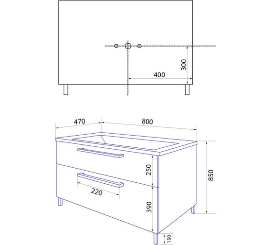 Комплект Azario тумба Ника 80 Н (800x640x470) с раковиной Monte 80 00082789