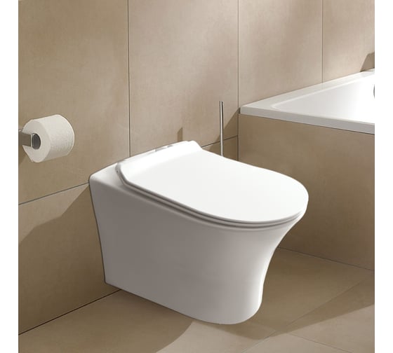 Подвесной унитаз Azario FRETTA ROUND безободковый, с сиденьем микролифт, размер 485x360x365 мм 00082206