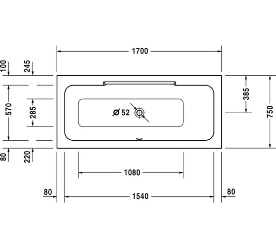 Ванна Duravit DURASTYLE 1700х750мм 700297000000000 00000029865