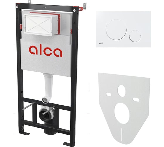 Сет инсталляции Alcadrain AM101/1120-4:1 RU с белой кнопкой M670 + M91 00075521 1