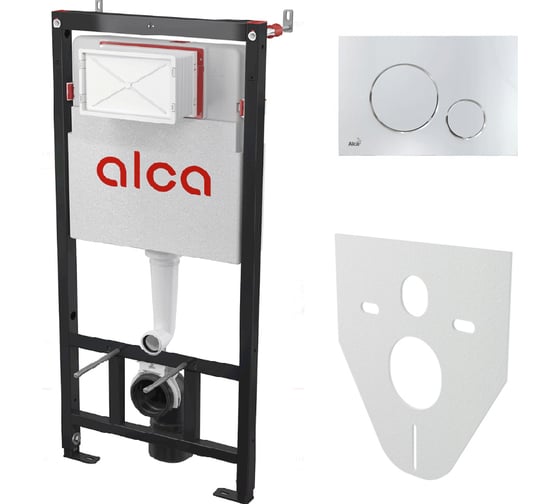 Сет инсталляции Alcadrain с кнопкой M671 хром глянец + M91 AM101/1120-4:1 RU 00081013