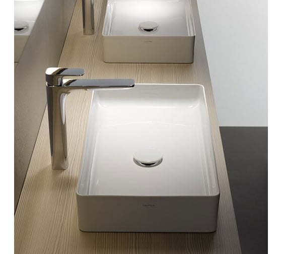 Раковина чаша Laufen LIVING SQUARE 60x34x11 см без отверстия для смесителя, без отверстия перелива, цвет матовый белый 00026360
