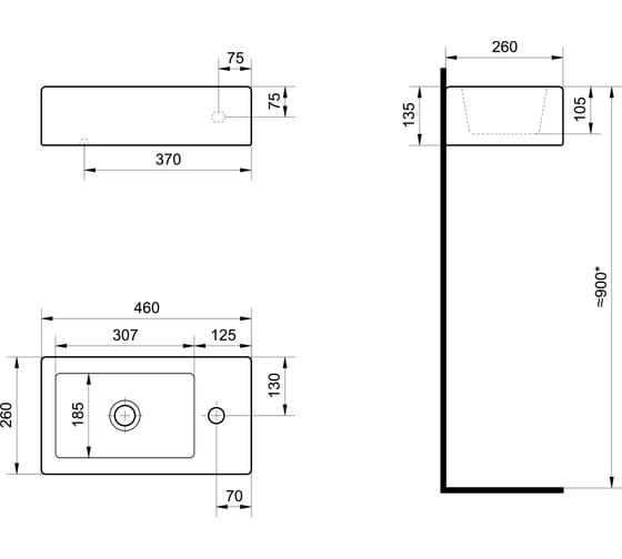 Умывальник мебельный Santek ЭРИС 46 см., правосторон., крепление, WH301972 1WH301972