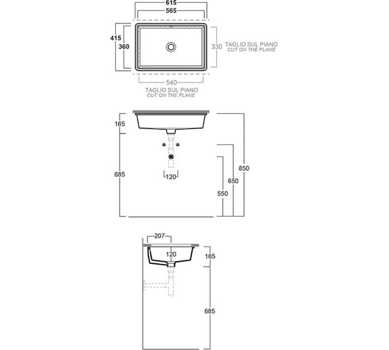 Раковина под столешницу Simas Lavabi d'arredo 56x36 см, цвет белый 00083707