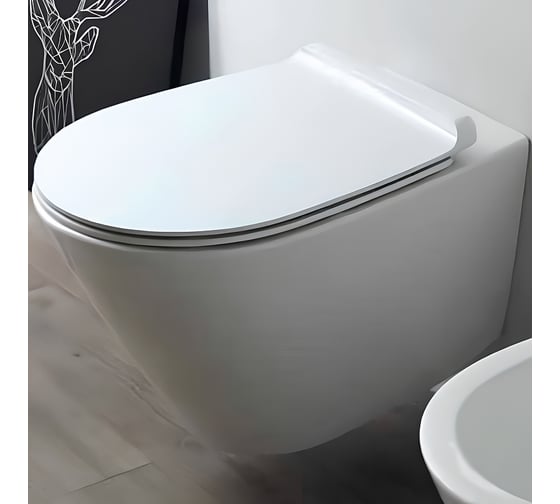 Подвесной безободковый унитаз Simas Gambassi 56.5x37.5 см с креплением F85, цвет белый 00076702