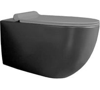 Подвесной безободковый унитаз Simas Vignoni "Rimless" 56х36.5 см с креплением F85, цвет: черный матовый 00076763