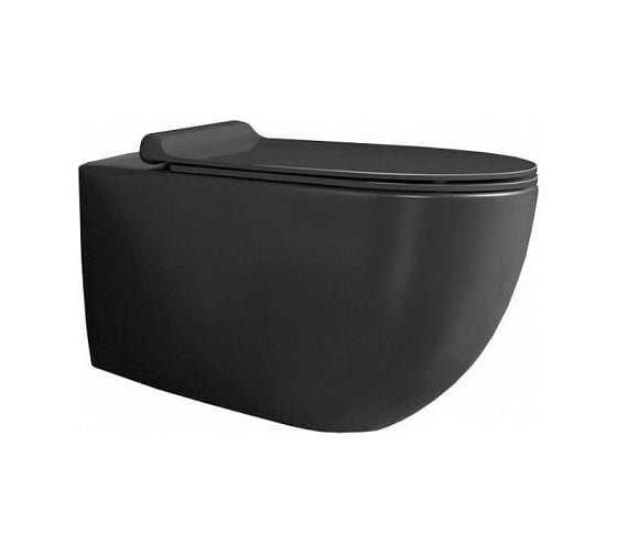 Подвесной безободковый унитаз Simas Vignoni "Rimless" 56х36.5 см с креплением F85, цвет: черный матовый 00076763