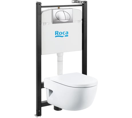 Подвесной унитаз+инсталляция+кнопка+сиденье ПЭК Meridian Roca 893104110 00000057249 7893104110