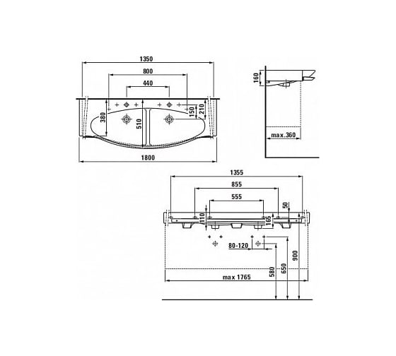 Раковина Laufen 180 см 1470.8.000.104.1, 00000036210