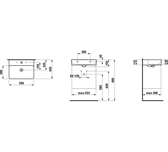 Раковина Laufen 550x420x115 мм 8.1028.2.000.104.1, 00000033534