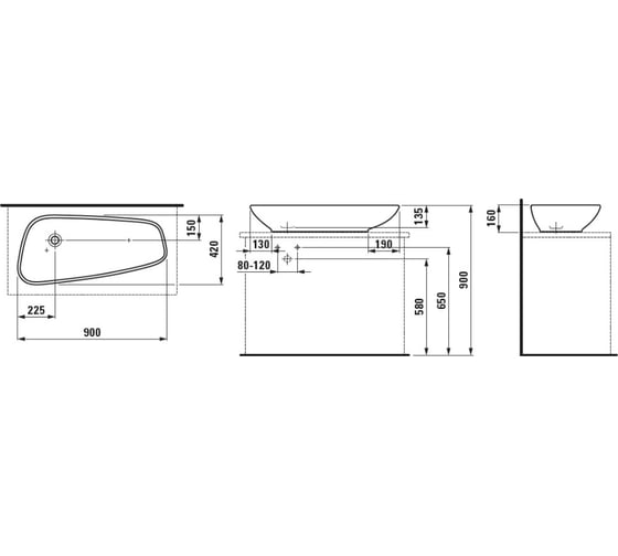 Раковина Laufen 90x42 см 1680.1.000.112.1, 00000021816