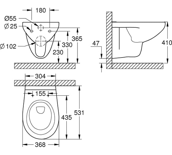 Подвесной унитаз GROHE Bau Ceramic 39427000