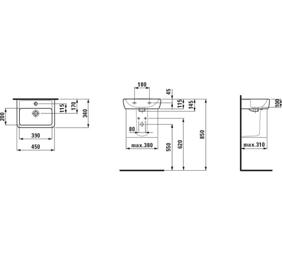 Мини-раковина Laufen 45х34 см 1195.1.000.104.1, 00000035211