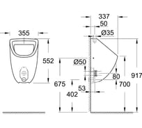 Писсуар GROHE Bau Ceramic верхний подвод 39439000