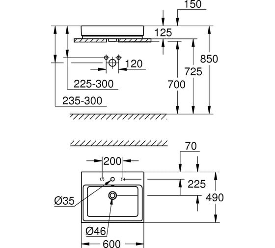 Накладная раковина GROHE Cube Ceramic 60 см 3947700H