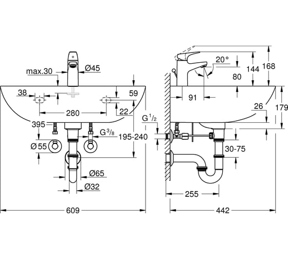 Набор GROHE Bau Ceramic 39472000