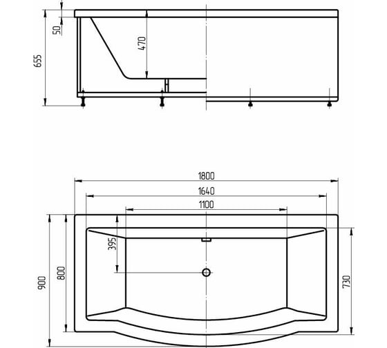 Прямоугольная ванна AQUATEK Гелиос GEL180-0000067 00000000614