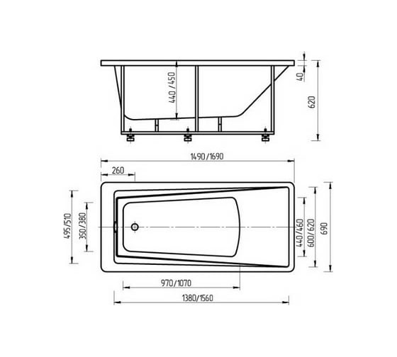 Прямоугольная ванна AQUATEK Либра-150 LIB150N-0000002 00000065107