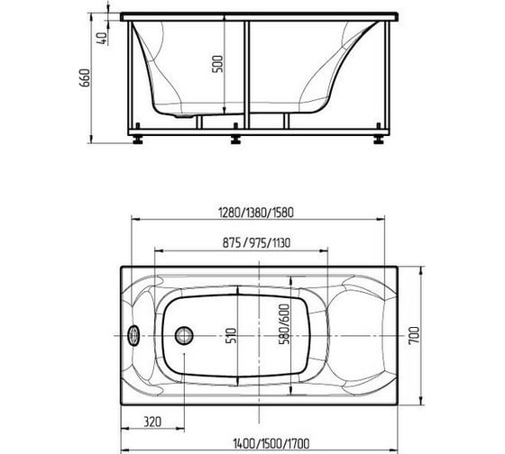 Прямоугольная ванна AQUATEK Альфа 170 ALF170-0000062 00000000178